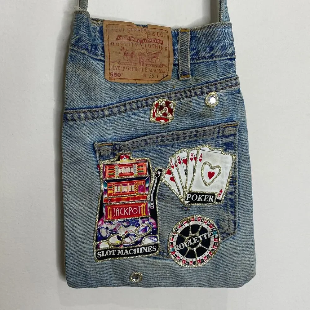 Las Vegas Vintage UNIQUE Hand Crafted Jean Shoulder Bag Made from Levi's 550